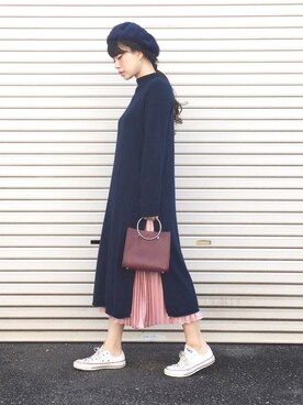 「NANO universe（ナノユニバース）のアイテム（ハンチング/ベレー帽）」を使った、まいさん（レディース・164cm）の冬コーディネート