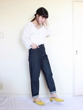 「ロールアップ」｜「アイテム（その他トップス）」を使った、まいさん（レディース・164cm）の春コーディネート