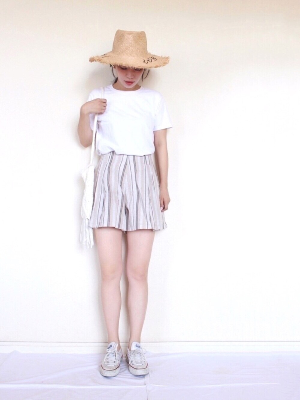 「夏、大人カジュアル、カジュアルコーデ、シンプル、オトナ女子、プチプラ、summer、ハイウエスト、Tシャツ、フリンジ」｜「IG:mai1220のアイテム（その他、その他）」を使った、まいさん（レディース・164cm）の夏コーディネートの1枚目の写真
