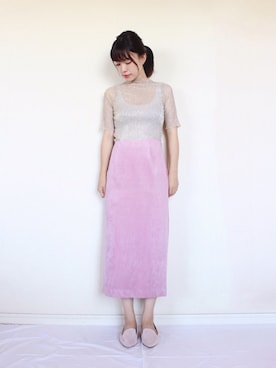 「Tシャツ」｜「アイテム（トップス、ゴールド系）」を使った、まいさん（レディース・164cm）の夏コーディネート