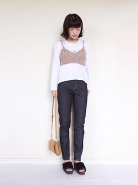 「アイテム（パンプス、ブルー系）」を使った、まいさん（レディース・164cm）の秋コーディネート