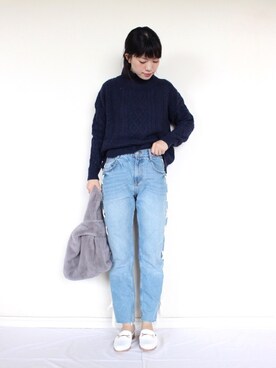 「OZOC（オゾック）のアイテム（バッグ）」を使った、まいさん（レディース・164cm）の秋コーディネート