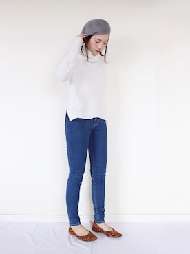 「OZOC（オゾック）のアイテム（パンツ）」を使った、まいさん（レディース・164cm）の秋コーディネート