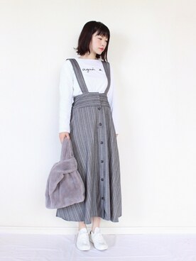 「OZOC（オゾック）のアイテム（バッグ）」を使った、まいさん（レディース・164cm）の冬コーディネート