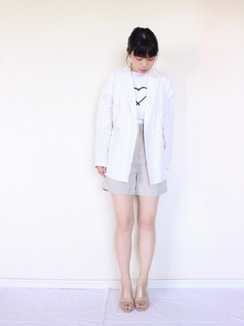 「クリアサンダル」｜「アイテム（その他アウター）」を使った、まいさん（レディース・164cm）の春コーディネート