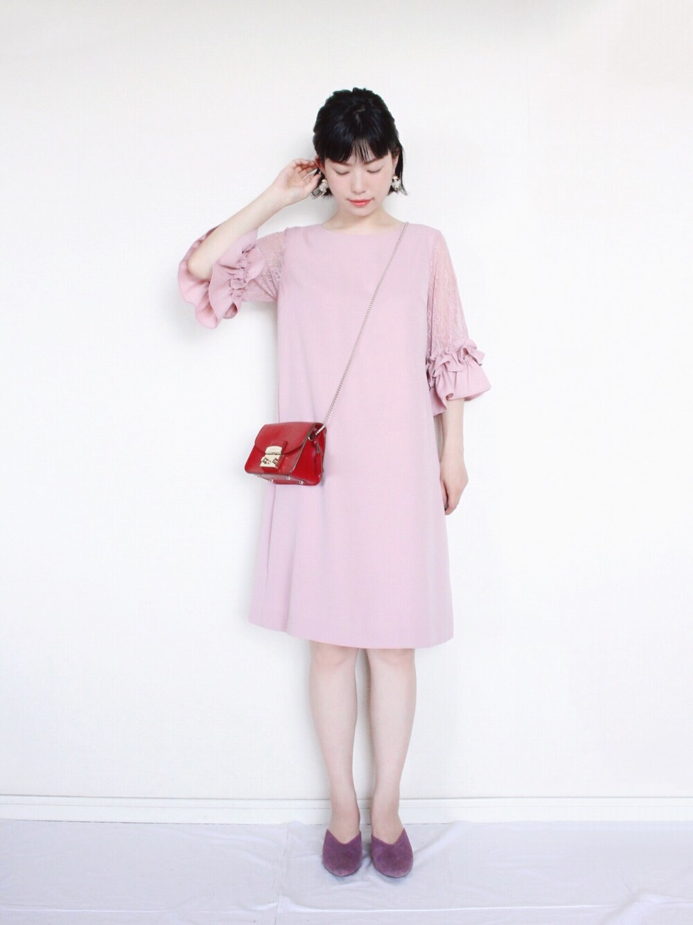 「パーティースタイル、ワンピース、パーティードレス、シンプル、大人ガーリー、ruirueboutique、ピンク、ワントーンコーデ」｜「IG:mai1220のアイテム（その他、その他）」を使った、まいさん（レディース・164cm）の春コーディネートの1枚目の写真