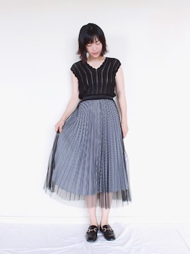 「SENSE OF PLACE by URBAN RESEARCH（センスオブプレイスバイアーバンリサーチ）のギンガムチェックリバーシブルスカート（スカート）」を使った、まいさん（レディース・164cm）の夏コーディネート