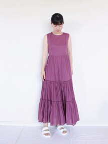 美品☆イエナ 洗える コットンボイル ティアードロングワンピース ノースリーブ IENA（イエナ）の「コットンボイルノースリーブワンピース