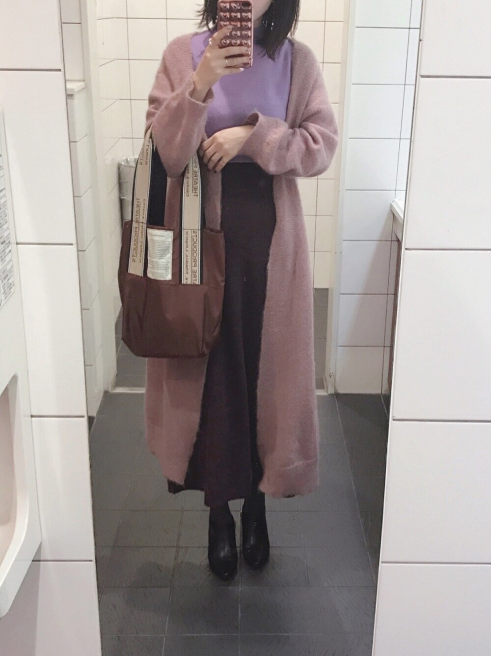「カジュアル、シンプル、大人カジュアル、秋、パープル、ゆるニット、ニット、ニットワンピース」｜「IG:mai1220のアイテム（その他、その他）」を使った、まいさん（レディース・164cm）の秋コーディネートの1枚目の写真