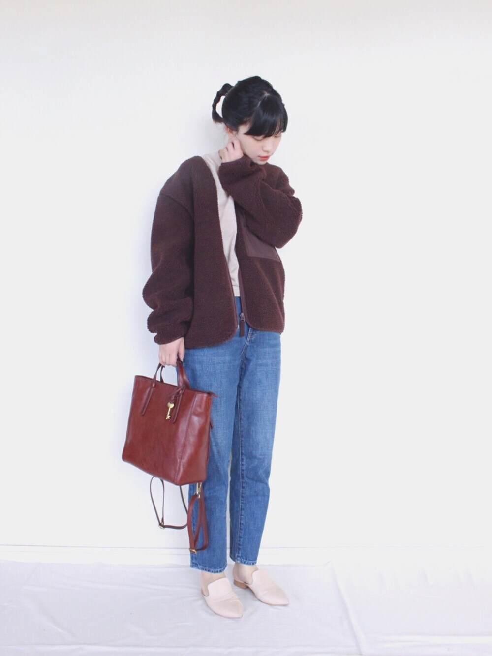 「ZOZO、Fossil、ユニクロ、UNIQLO、ボアジャケット、秋冬コーデ、カジュアル、オトナカジュアル、シンプル、ゆるコーデ」｜「IG:mai1220のアイテム（その他、その他）」を使った、まいさん（レディース・164cm）の秋コーディネートの1枚目の写真