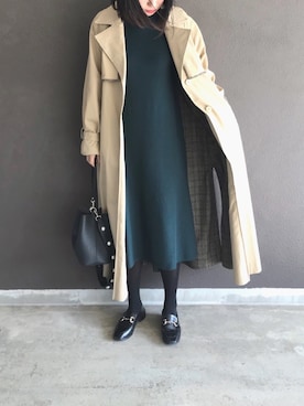 「Ameri（アメリ）のアイテム（トレンチコート）」を使った、まいさん（レディース・164cm）の秋コーディネート