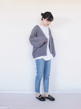 「zozoデニム」｜「アイテム（スリッポン）」を使った、まいさん（レディース・164cm）の秋コーディネート