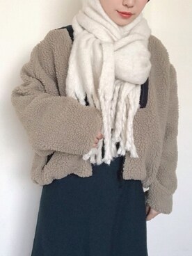 「mystic（ミスティック）のアイテム（ストール/ショール）」を使った、まいさん（レディース・164cm）の冬コーディネート