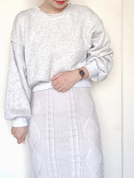 「mystic（ミスティック）のケーブルロングスカート（スカート）」を使った、まいさん（レディース・164cm）の冬コーディネート