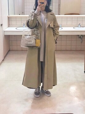 「Ameri（アメリ）のアイテム（トレンチコート）」を使った、まいさん（レディース・164cm）の春コーディネート