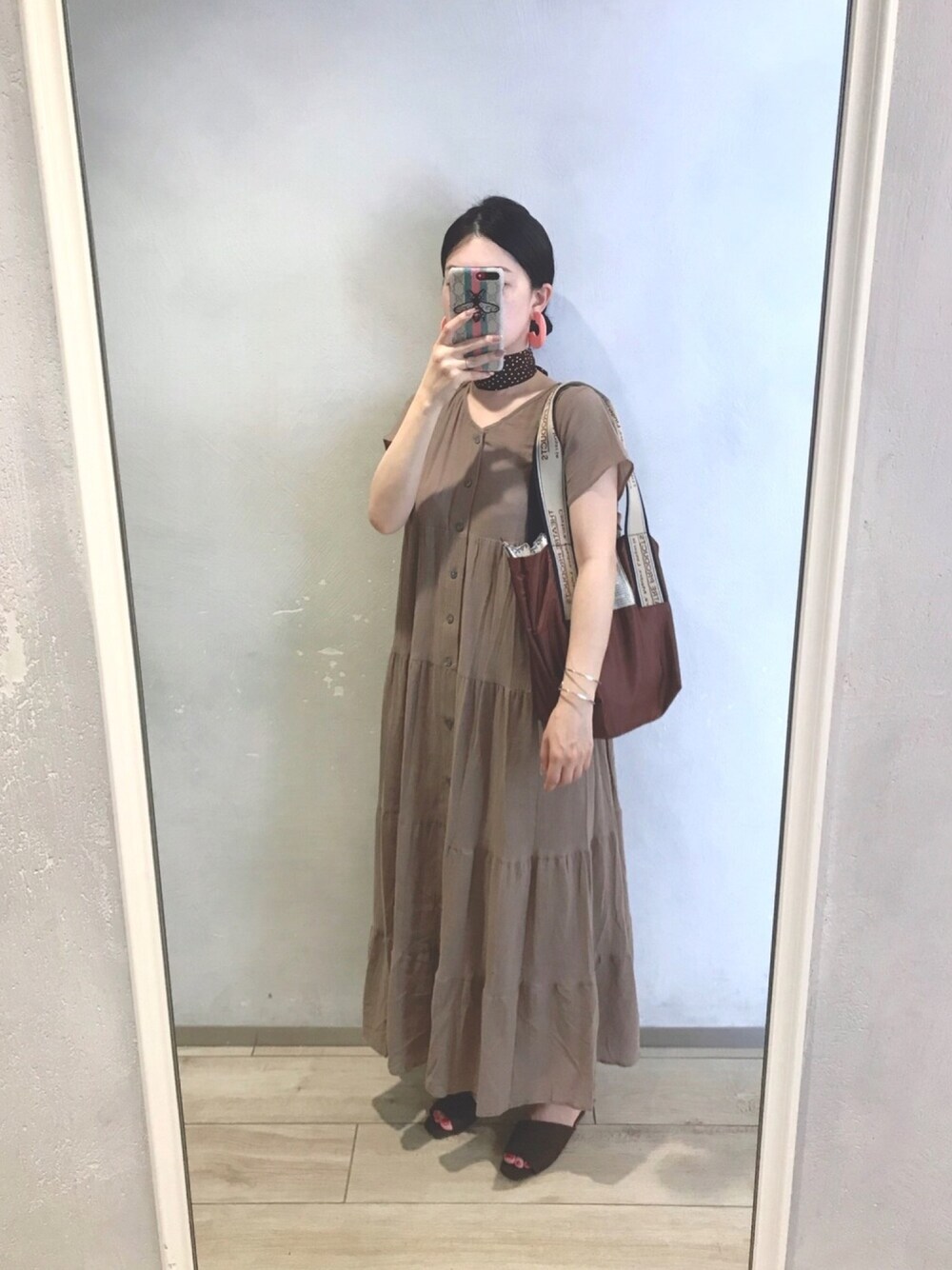 「La-gemme、ラジエム、ブラウン、ブラウンコーデ、夏、ラクチンコーデ、大人カジュアル、シンプル、プチプラ、ゆるコーデ」｜「IG:mai1220のアイテム（その他、その他）」を使った、まいさん（レディース・164cm）の夏コーディネートの1枚目の写真
