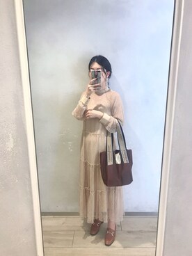 AMERI SHIRRING SHEER DRESSフォーマル/ドレス