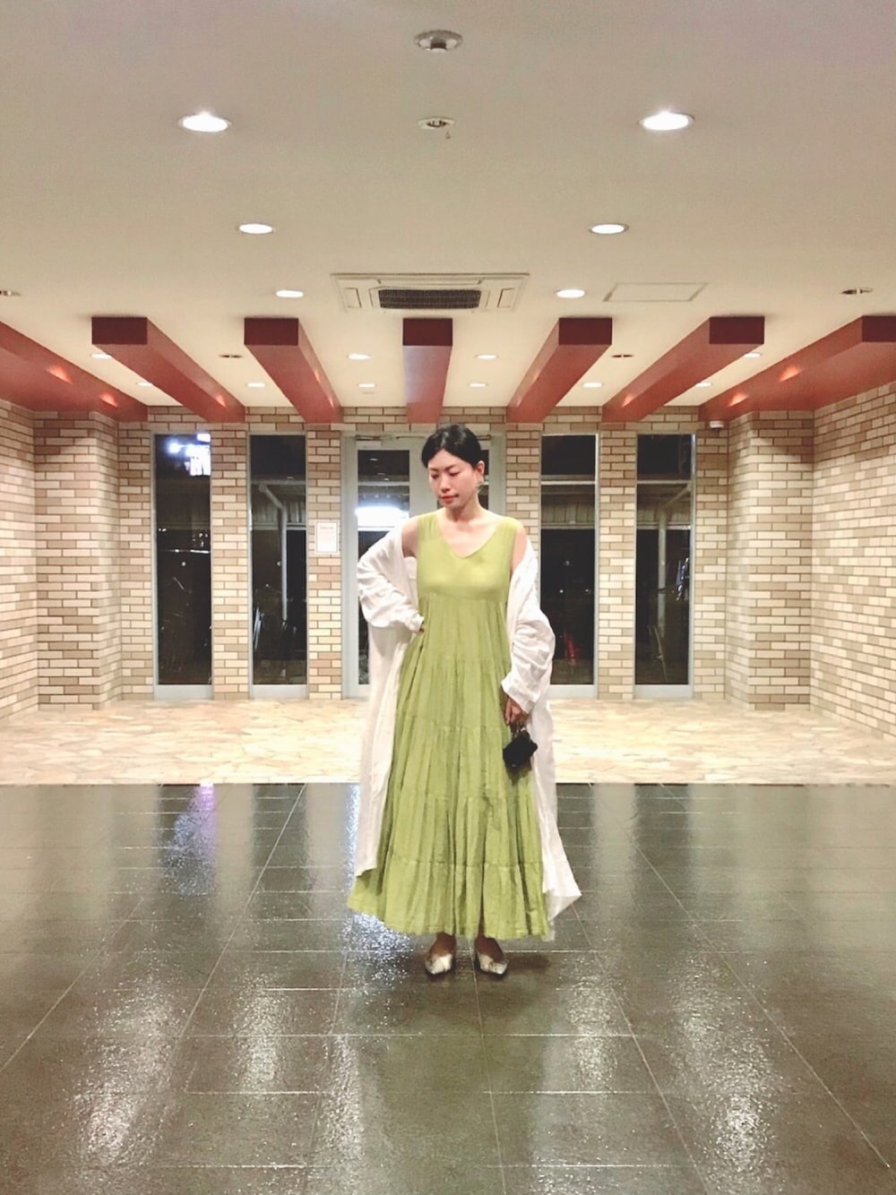 「シンプル、大人カジュアル、ラクチンコーデ、カジュアル、オトナ女子、ロングワンピース、ティアードワンピース、ライムグリーン、きれいめカジュアル、TODAYFUL」｜「IG:mai1220のアイテム（その他、その他）」を使った、まいさん（レディース・164cm）の夏コーディネートの1枚目の写真