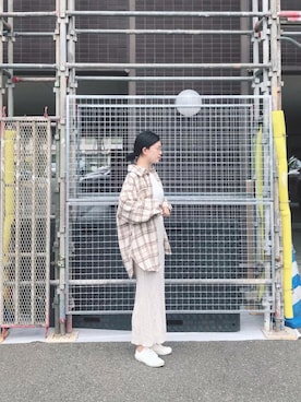 「Aunt Marie's（アントマリーズ）のチェックCPOビッグシャツ / AUNT MARIE'S × WEARISTA YUKI（シャツ/ブラウス）」を使った、まいさん（レディース・164cm）の秋コーディネート