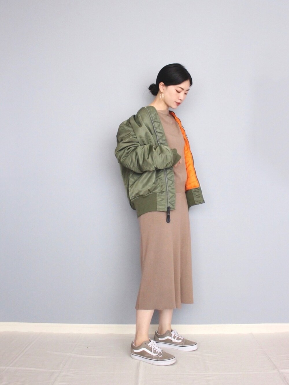 「MA-1、ミリタリー、alpha、ALPHA_industries、ユニセックス、シミラールック、リンクコーデ、nano、nanouniverse、ナノユニバース」｜「IG:mai1220のアイテム（その他、その他）」を使った、まいさん（レディース・164cm）の秋コーディネートの1枚目の写真