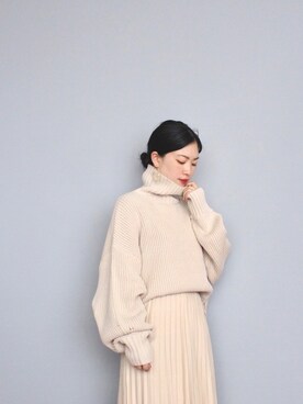 「ボリュームニット」｜「アイテム（その他）」を使った、まいさん（レディース・164cm）の秋コーディネート