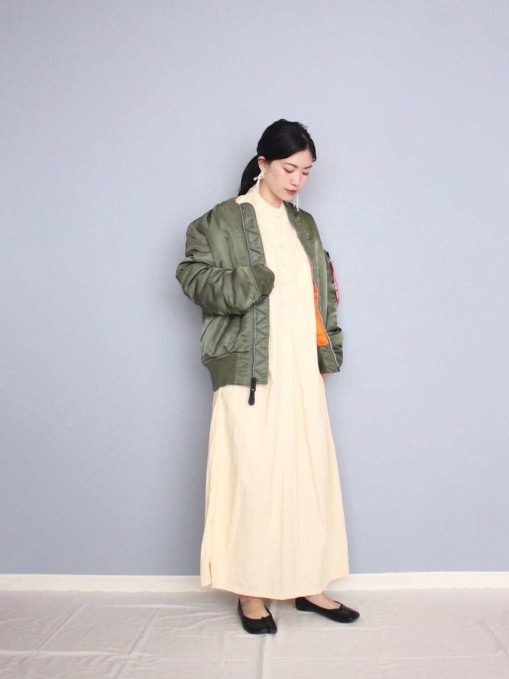 「alpha、ALPHA_industries、ミリタリー、MA-1、ユニセックス、シミラールック、リンクコーデ」｜「IG:mai1220のアイテム（その他、その他）」を使った、まいさん（レディース・164cm）の秋コーディネートの1枚目の写真
