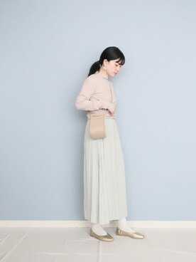 「SENSE OF PLACE by URBAN RESEARCH（センスオブプレイスバイアーバンリサーチ）のスクエアトウセンターシームフラットシューズ（パンプス）」を使った、まいさん（レディース・164cm）の冬コーディネート