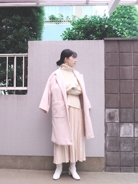 「スリットニット」｜「アイテム（ジャケット/アウター）」を使った、まいさん（レディース・164cm）の冬コーディネート