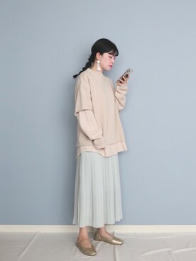 「SENSE OF PLACE by URBAN RESEARCH（センスオブプレイスバイアーバンリサーチ）のスクエアトウセンターシームフラットシューズ（パンプス）」を使った、まいさん（レディース・164cm）の冬コーディネート