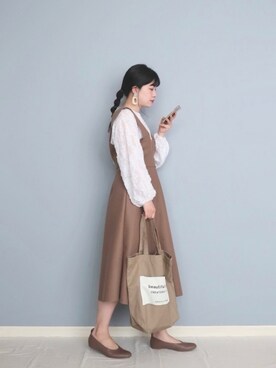 「シフォンブラウス」｜「アイテム（その他）」を使った、まいさん（レディース・164cm）の冬コーディネート