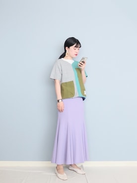 「petitcro（プティクロ）のpetitcro  ワイドバングル PCKB1901001（バングル/リストバンド）」を使った、まいさん（レディース・164cm）の春コーディネート