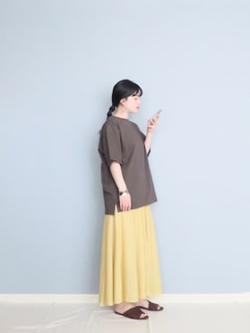 「EDWIN」｜「アイテム（スカート）」を使った、まいさん（レディース・164cm）の春コーディネート