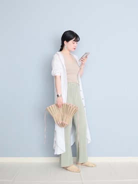 「エマテイラー」｜「アイテム（シャツワンピース）」を使った、まいさん（レディース・164cm）の夏コーディネート