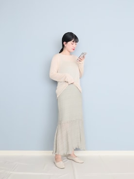「via j（ヴィアジェイ）のアイテム（ニット/セーター）」を使った、まいさん（レディース・164cm）の夏コーディネート