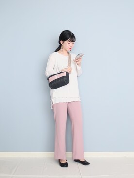 「LOWRYS FARM（ローリーズファーム）のセンタープレスカラーフレアパンツ　870189（その他パンツ）」を使った、まいさん（レディース・164cm）の夏コーディネート