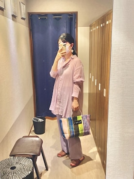 「LOWRYS FARM（ローリーズファーム）のセンタープレスカラーフレアパンツ　870189（その他パンツ）」を使った、まいさん（レディース・164cm）の秋コーディネート