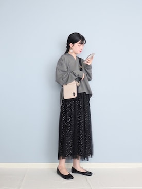「U.S. POLO ASSN.（ユーエスポロアッスン）のアイテム（ショルダーバッグ）」を使った、まいさん（レディース・164cm）の秋コーディネート