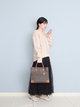 「AS KNOW AS PINKY（アズノゥアズピンキー）のアイテム」を使った、まいさん（レディース・164cm）の秋コーディネート