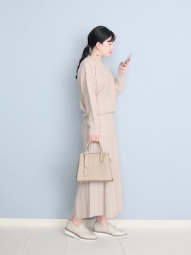 「ニットワンピース」｜「アイテム（セットアップ）」を使った、まいさん（レディース・164cm）の秋コーディネート