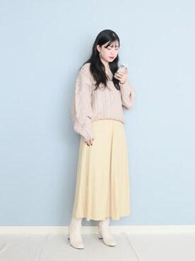 「Ameri（アメリ）のアイテム（スカート）」を使った、まいさん（レディース・164cm）の冬コーディネート