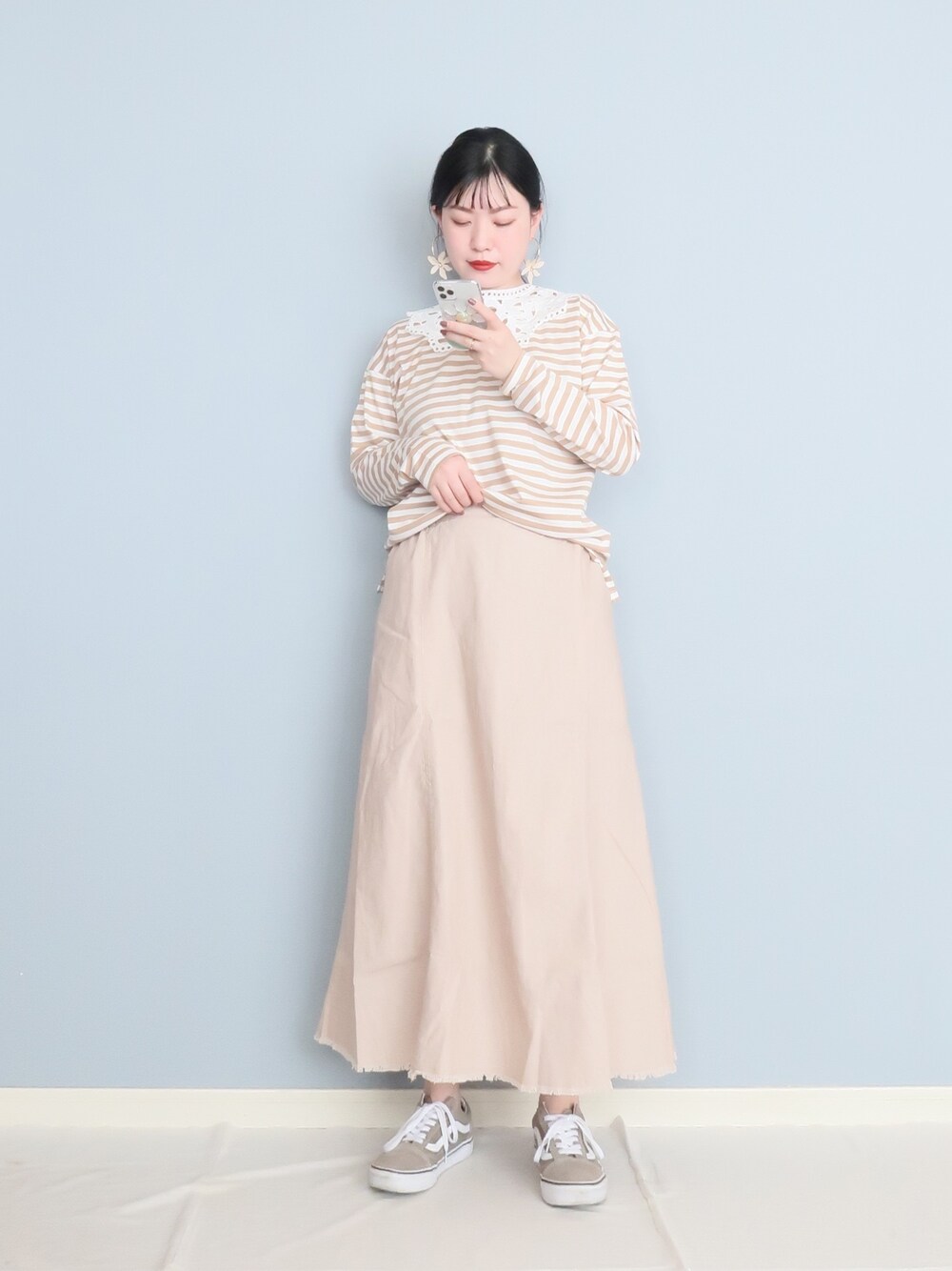 「休日スタイル、IEDIT、カジュアル、春カラー、付け襟、つけ襟、キレイめカジュアル、ゆるコーデ」｜「IG:mai1220のアイテム（その他、その他）」を使った、まいさん（レディース・164cm）の冬コーディネートの1枚目の写真