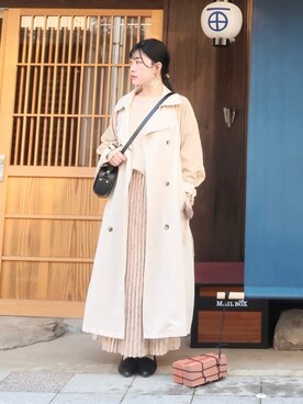 「春めきシューズ」｜「アイテム（トレンチコート）」を使った、まいさん（レディース・164cm）の春コーディネート