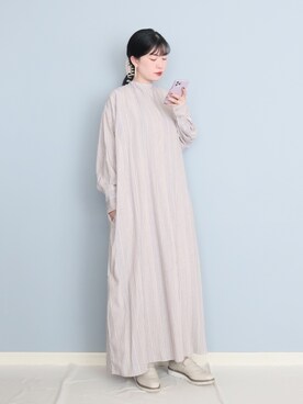 「ストライプワンピース」｜「アイテム（その他）」を使った、まいさん（レディース・164cm）の春コーディネート