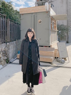 「TRAN泉（トラン）のアイテム（ジャケット/アウター）」を使った、Alita Chenさん（レディース・155cm）の冬コーディネート