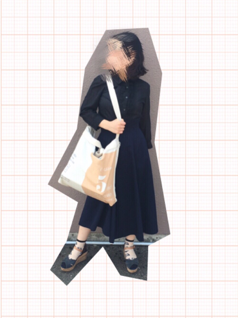 「black、navy、skirt、shirts、see through、handmade」｜「I forgotのフリルがポイント（シャツ/ブラウス、ブラック系）」を使った、*YUUKA*さん（レディース・152cm）の夏コーディネートの1枚目の写真