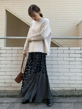 「ブラックブラック」｜BEARDSLEYさん（レディース・160cm）の冬コーディネート