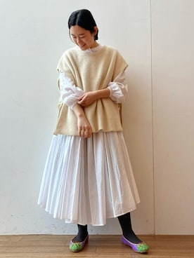 「アイテム（バレエシューズ、パープル系）」を使った、BEARDSLEYさん（レディース・165cm）の冬コーディネート