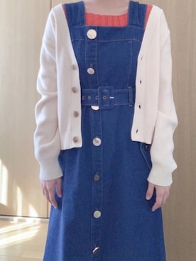 「デニムワンピース」｜「アイテム（アンサンブル）」を使った、ほりっちさん（レディース・153cm）の春コーディネート