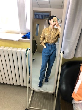 「bit blue（ビットブルー）のアイテム」を使った、OJさん（レディース・163cm）の春コーディネート