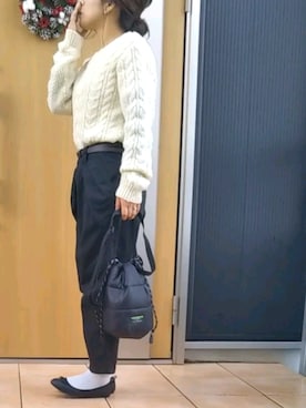 「H&M DIVIDED（エイチアンドエム　ディヴァイデッド）のアイテム（バレエシューズ）」を使った、anan145さん（レディース・148cm）の冬コーディネート